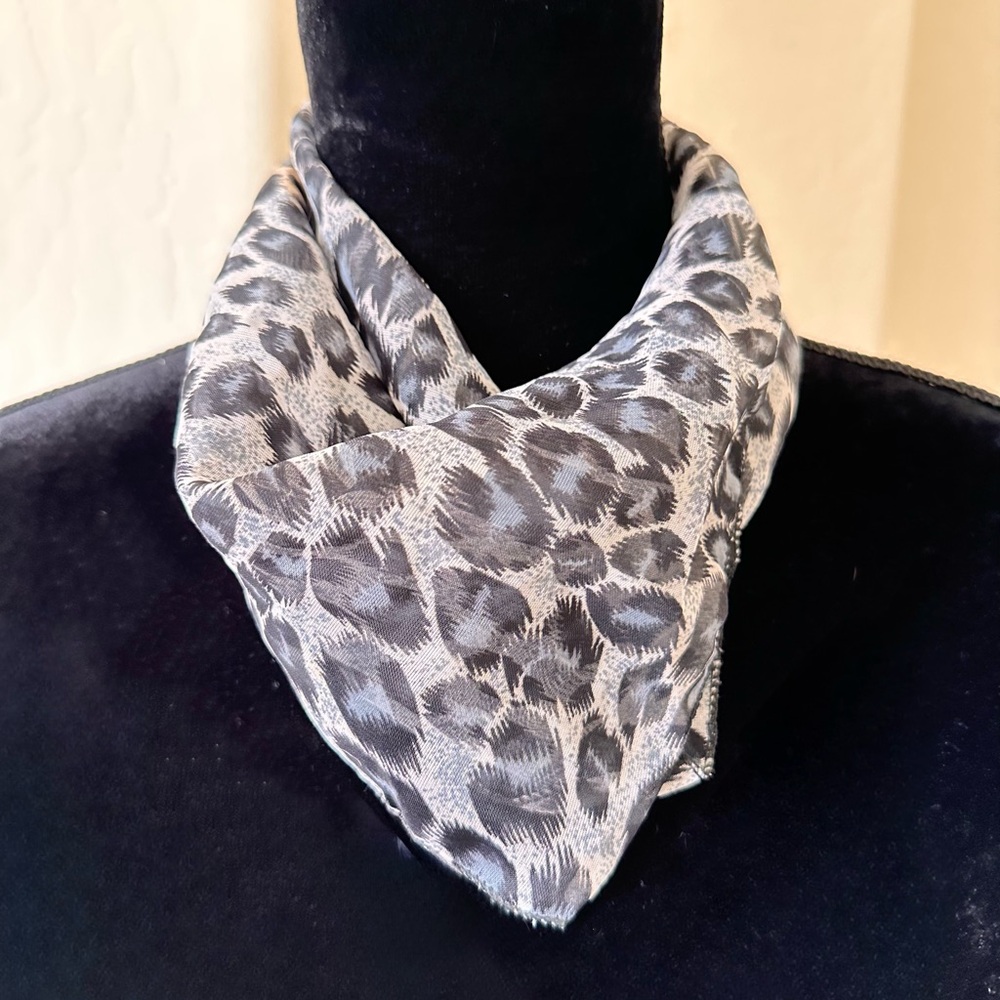 Shear Gray Tone Cheetah Print Square Scarf